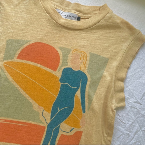 NWOT Free People X Girl Dangerous Surfer Girl Graphic Moto Tee Tank | Small - Picture 3 of 7